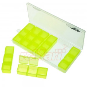 Alkatr&eacute;sz t&aacute;rol&oacute; doboz 169x80x20mm, 7x3 kis rekesszel